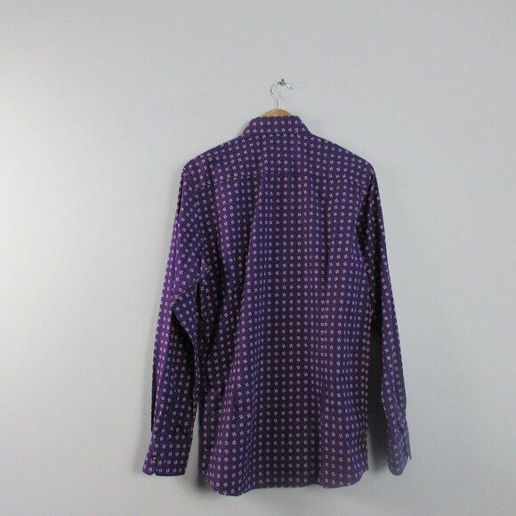 Eton Contemporary Men's Dress Shirt 39 Purple Floral Luxury Designer Pattern 274 - Picture 2 of 11
